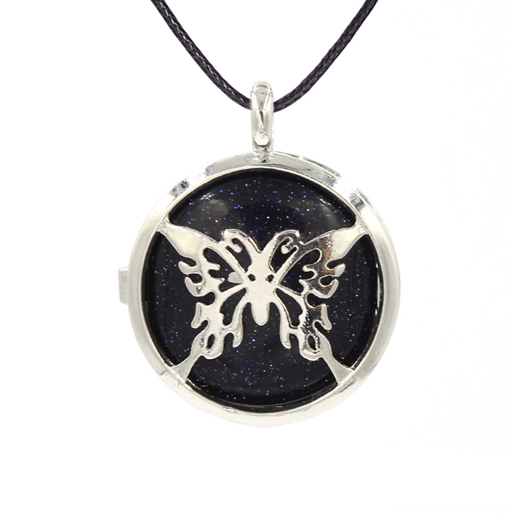 Hollow butterfly pendant box pendant healing crystal pendant necklace Reiki spirit energy gem