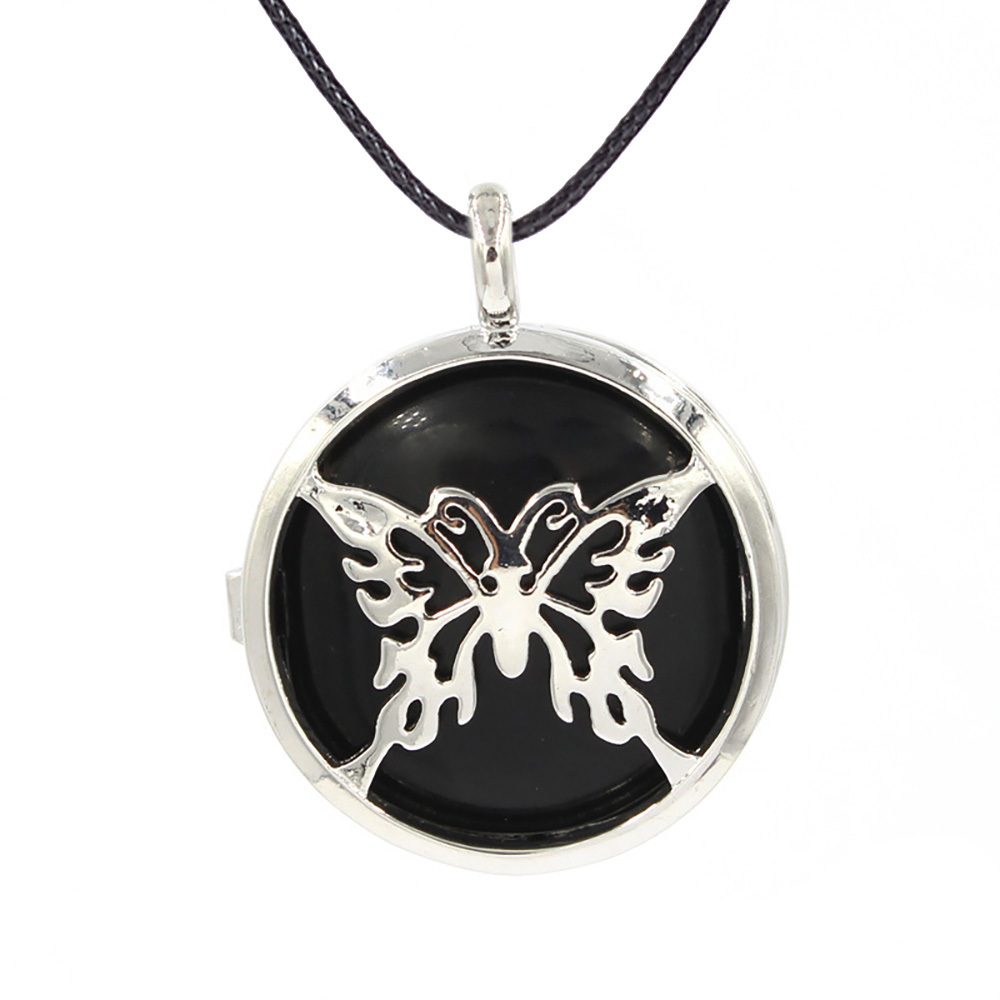 Hollow butterfly pendant box pendant healing crystal pendant necklace Reiki spirit energy gem