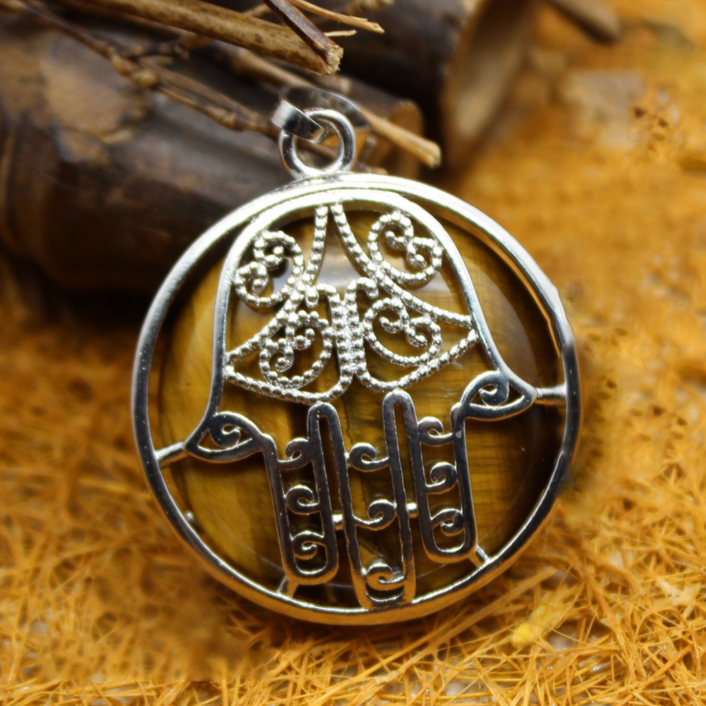 Buddha Palm Chakra Pendant Necklace Healing Crystal Pendant Necklace Reiki Spiritual Energy Gem