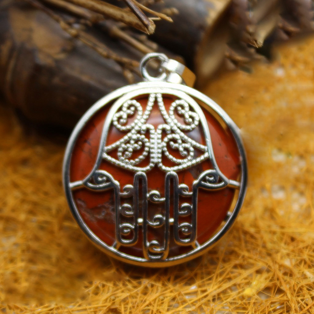 Buddha Palm Chakra Pendant Necklace Healing Crystal Pendant Necklace Reiki Spiritual Energy Gem