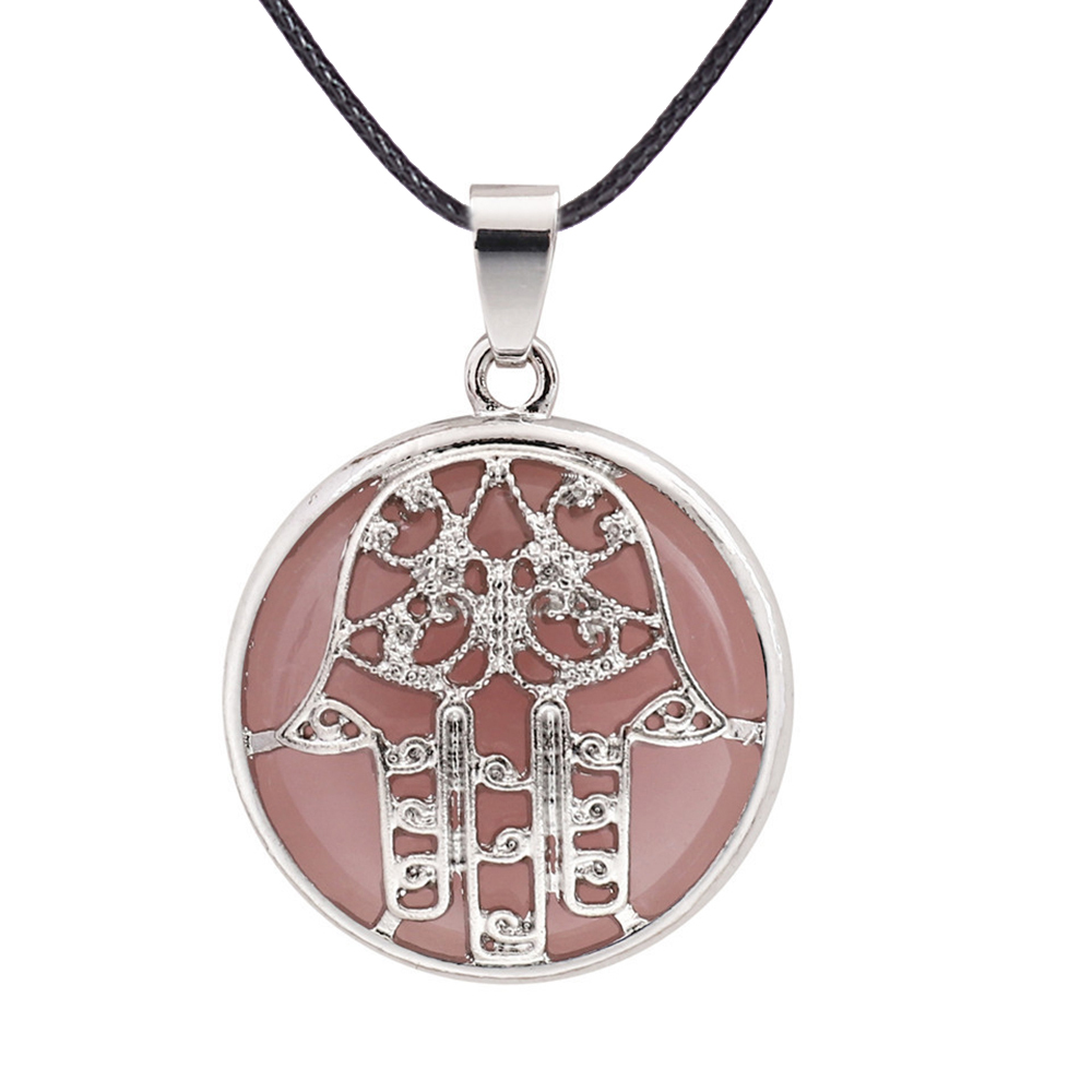 Buddha Palm Chakra Pendant Necklace Healing Crystal Pendant Necklace Reiki Spiritual Energy Gem