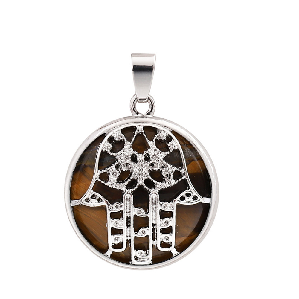 Buddha Palm Chakra Pendant Necklace Healing Crystal Pendant Necklace Reiki Spiritual Energy Gem