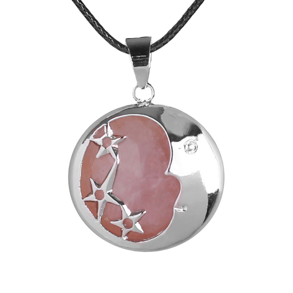 Starmoon Pendant Healing Crystal Pendant Necklace Natural Energy Gem Pendant Necklace