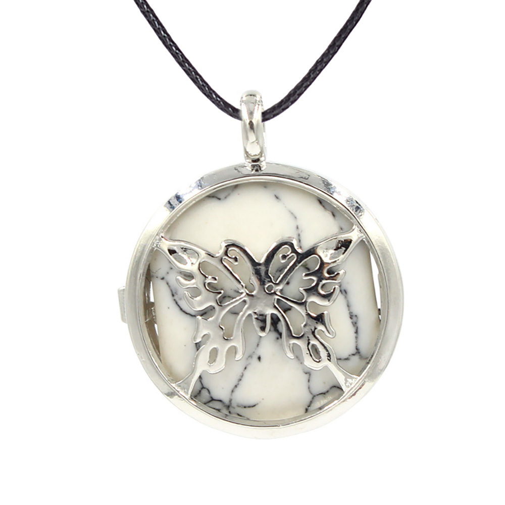 Hollow butterfly pendant box pendant healing crystal pendant necklace Reiki spirit energy gem