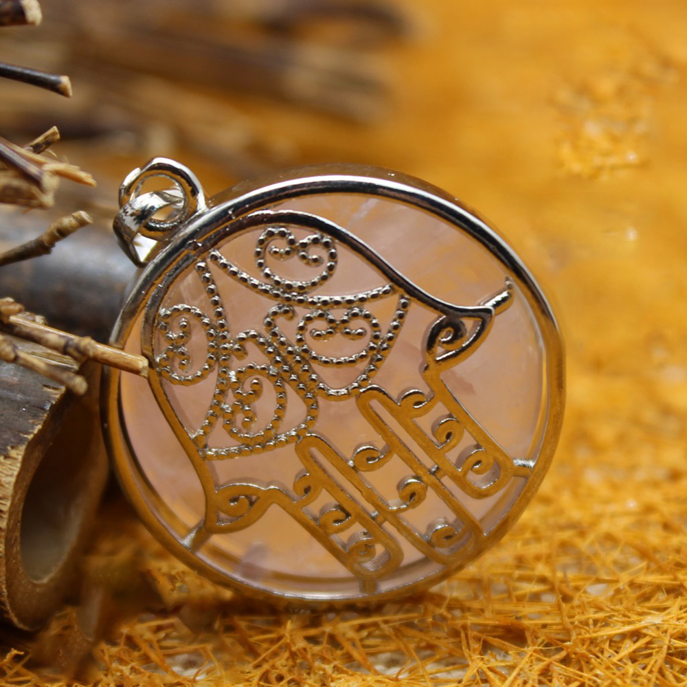 Buddha Palm Chakra Pendant Necklace Healing Crystal Pendant Necklace Reiki Spiritual Energy Gem