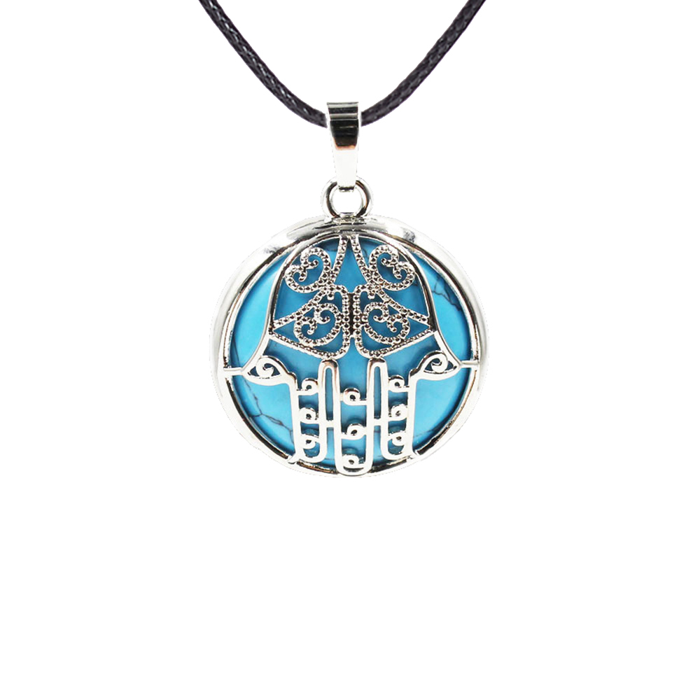 Buddha Palm Chakra Pendant Necklace Healing Crystal Pendant Necklace Reiki Spiritual Energy Gem