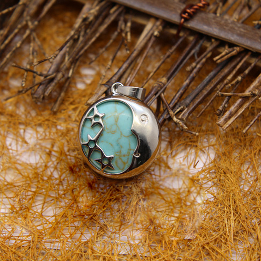 Starmoon Pendant Healing Crystal Pendant Necklace Natural Energy Gem Pendant Necklace