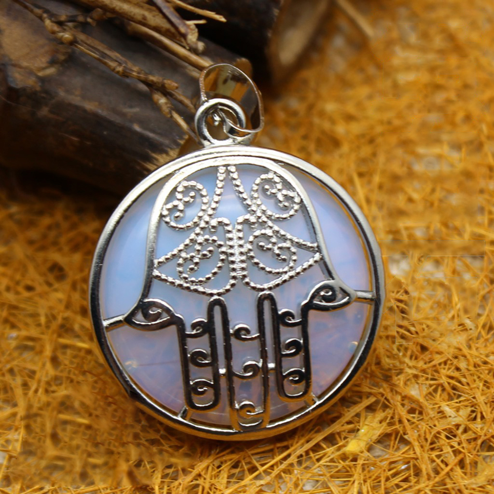 Buddha Palm Chakra Pendant Necklace Healing Crystal Pendant Necklace Reiki Spiritual Energy Gem
