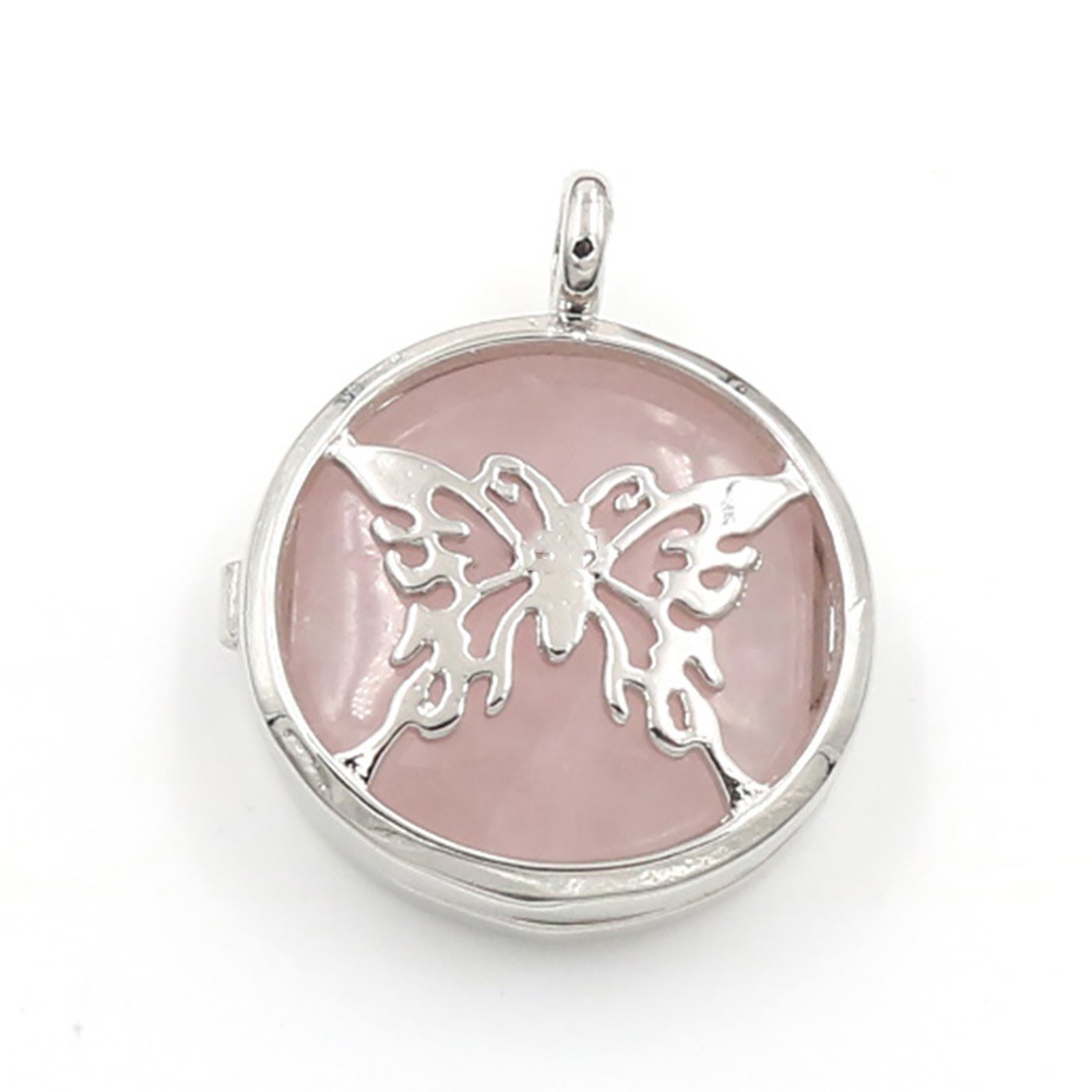 Hollow butterfly pendant box pendant healing crystal pendant necklace Reiki spirit energy gem