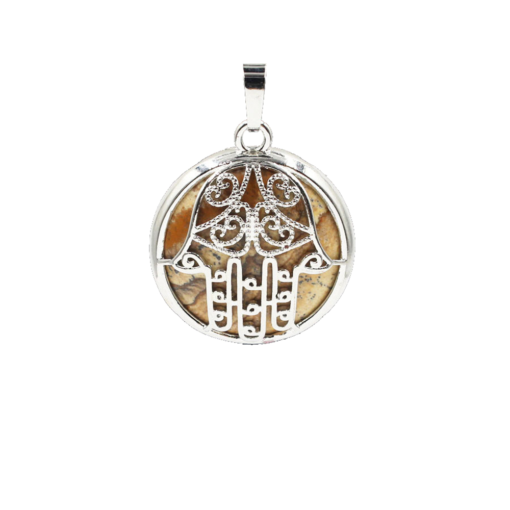 Buddha Palm Chakra Pendant Necklace Healing Crystal Pendant Necklace Reiki Spiritual Energy Gem