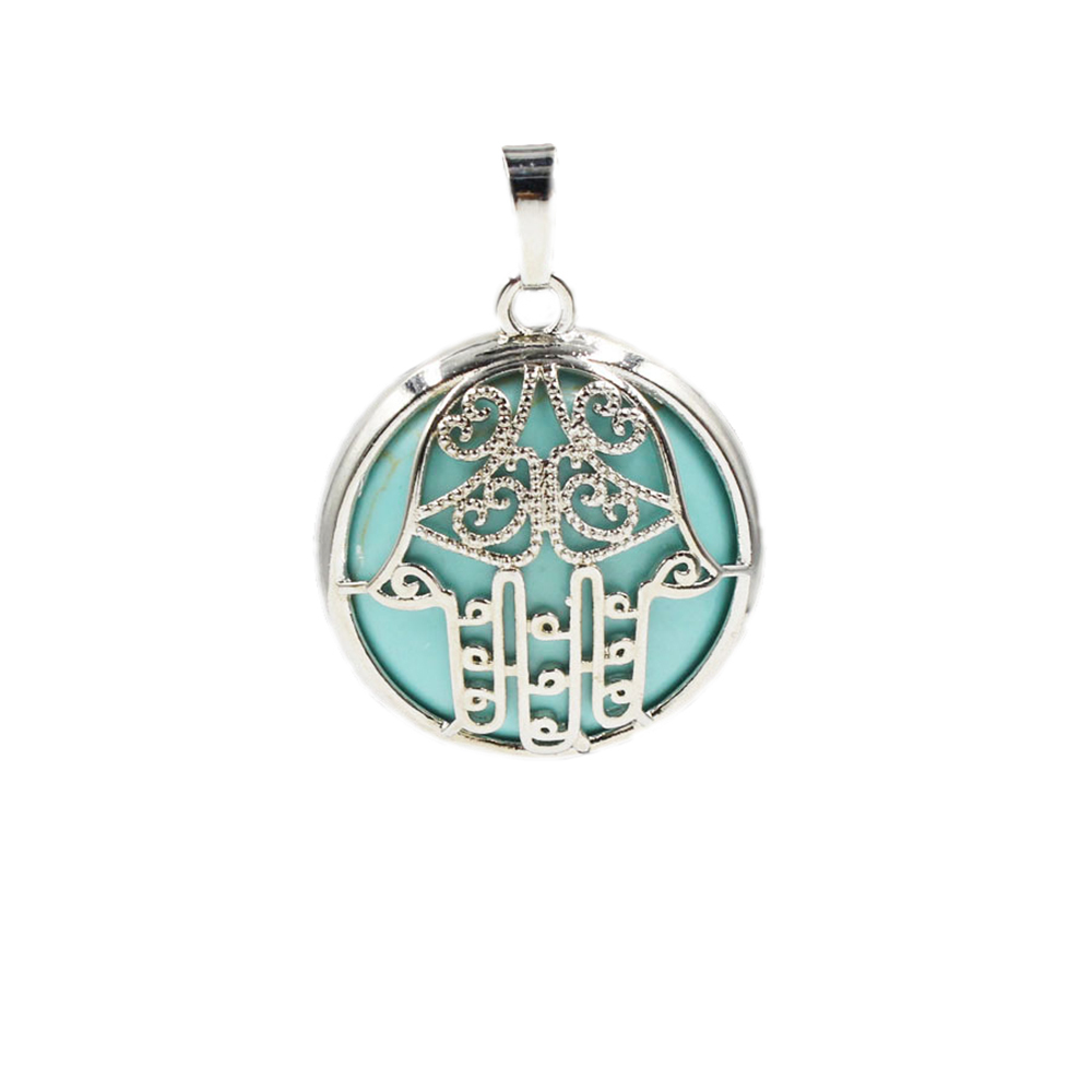 Buddha Palm Chakra Pendant Necklace Healing Crystal Pendant Necklace Reiki Spiritual Energy Gem