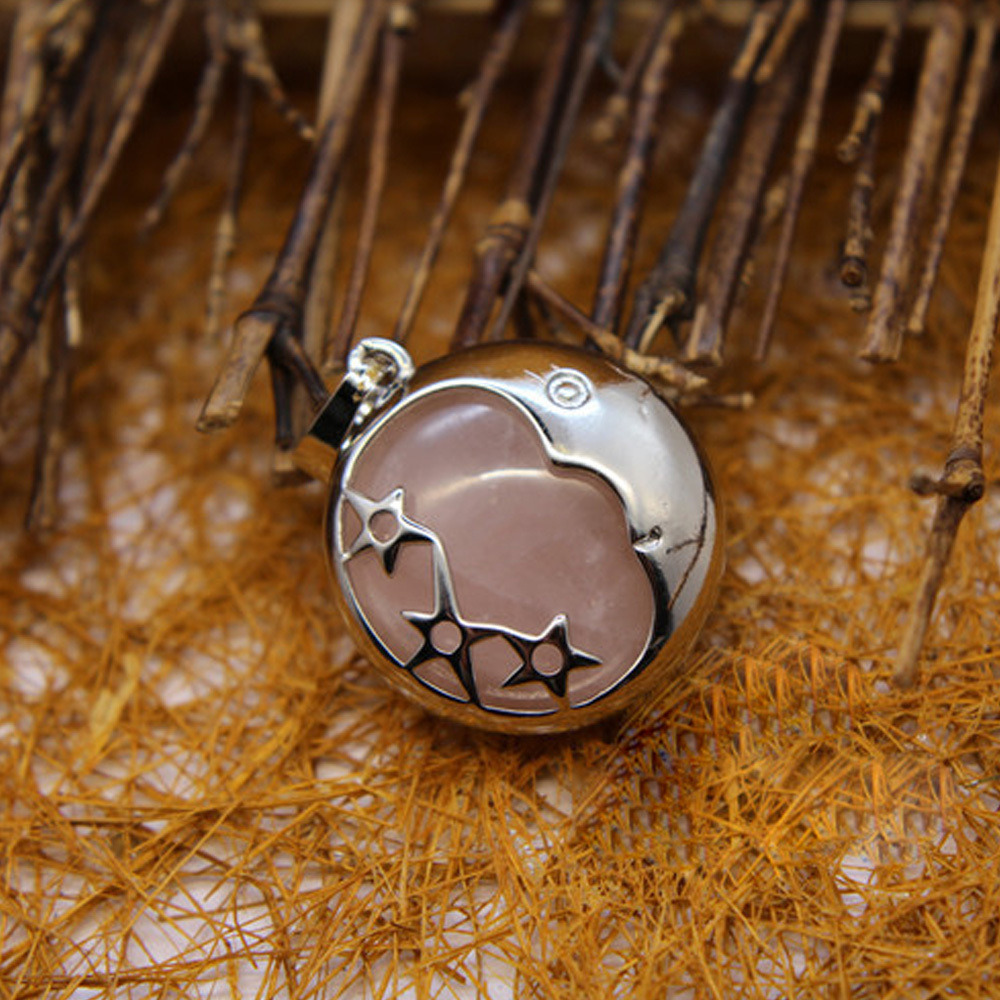 Starmoon Pendant Healing Crystal Pendant Necklace Natural Energy Gem Pendant Necklace