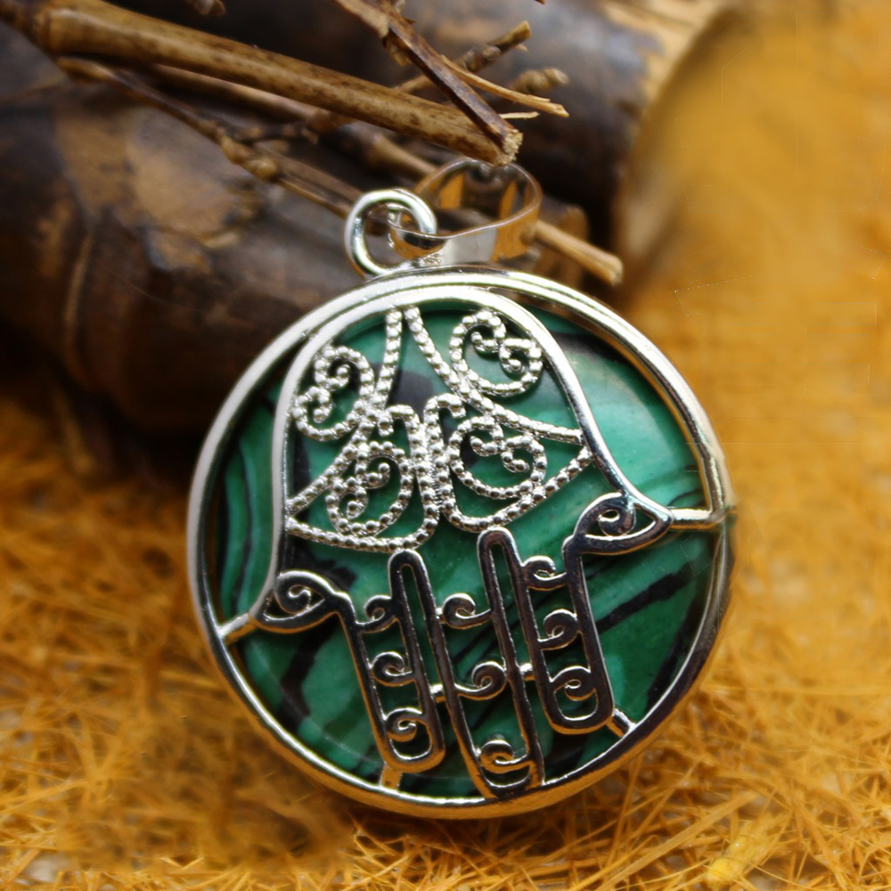 Buddha Palm Chakra Pendant Necklace Healing Crystal Pendant Necklace Reiki Spiritual Energy Gem