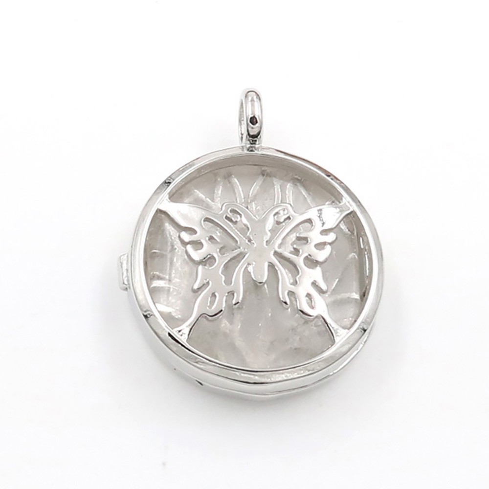 Hollow butterfly pendant box pendant healing crystal pendant necklace Reiki spirit energy gem