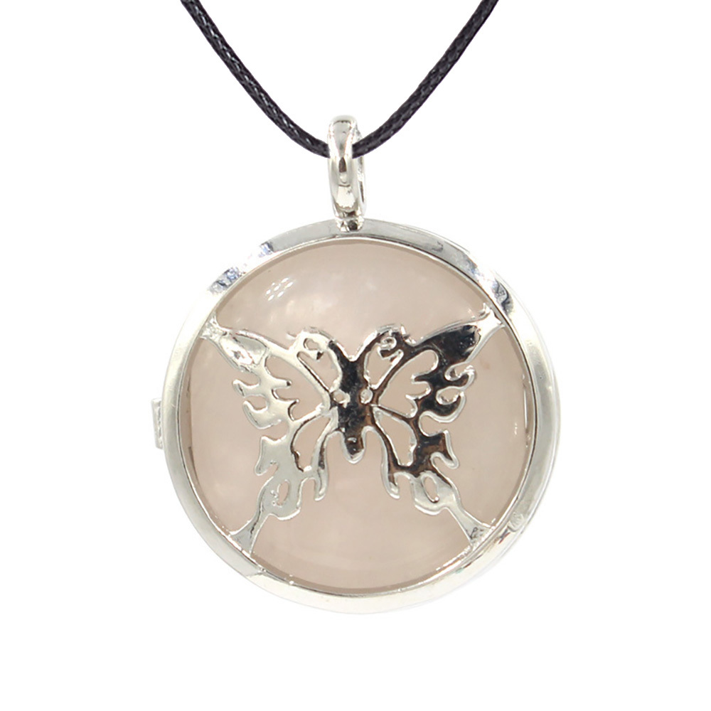 Hollow butterfly pendant box pendant healing crystal pendant necklace Reiki spirit energy gem