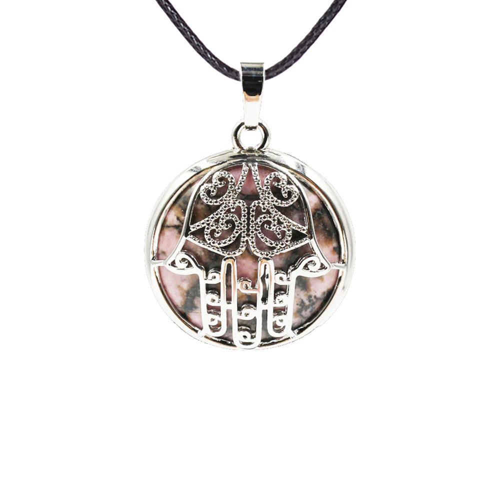 Buddha Palm Chakra Pendant Necklace Healing Crystal Pendant Necklace Reiki Spiritual Energy Gem