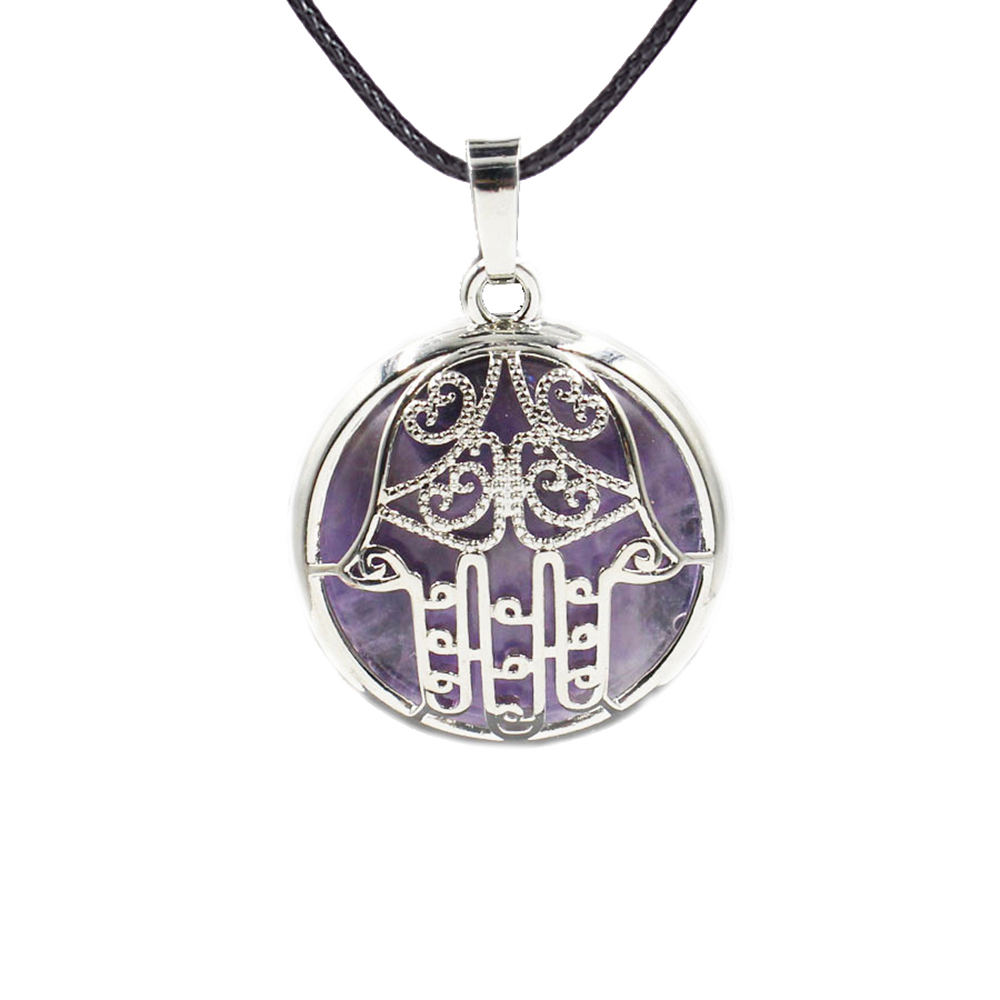 Buddha Palm Chakra Pendant Necklace Healing Crystal Pendant Necklace Reiki Spiritual Energy Gem