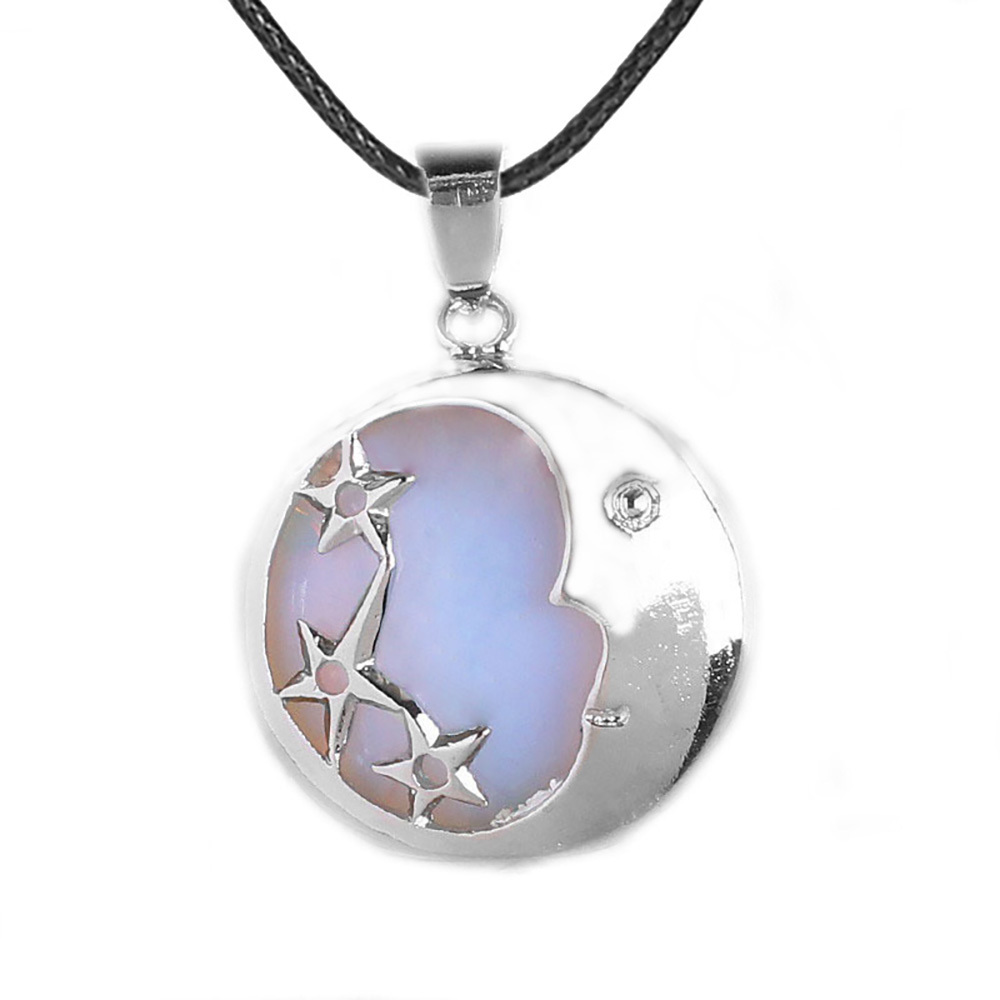 Starmoon Pendant Healing Crystal Pendant Necklace Natural Energy Gem Pendant Necklace