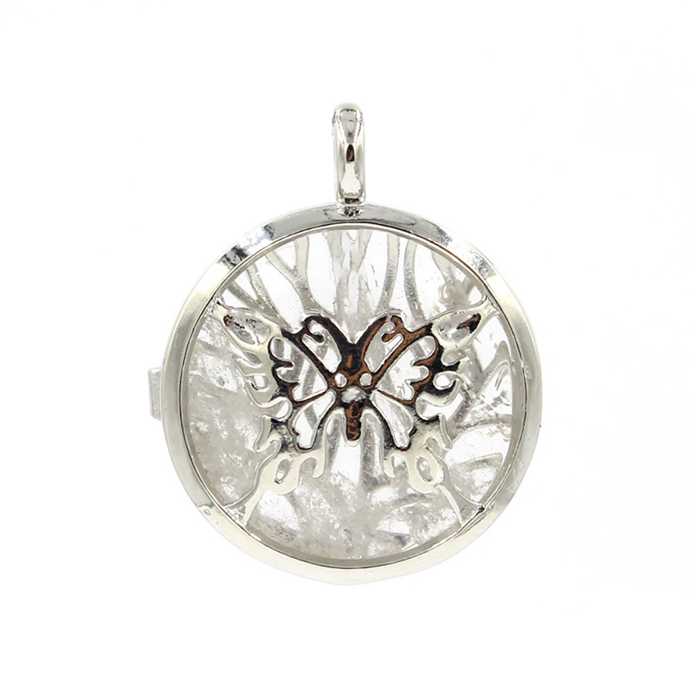 Hollow butterfly pendant box pendant healing crystal pendant necklace Reiki spirit energy gem