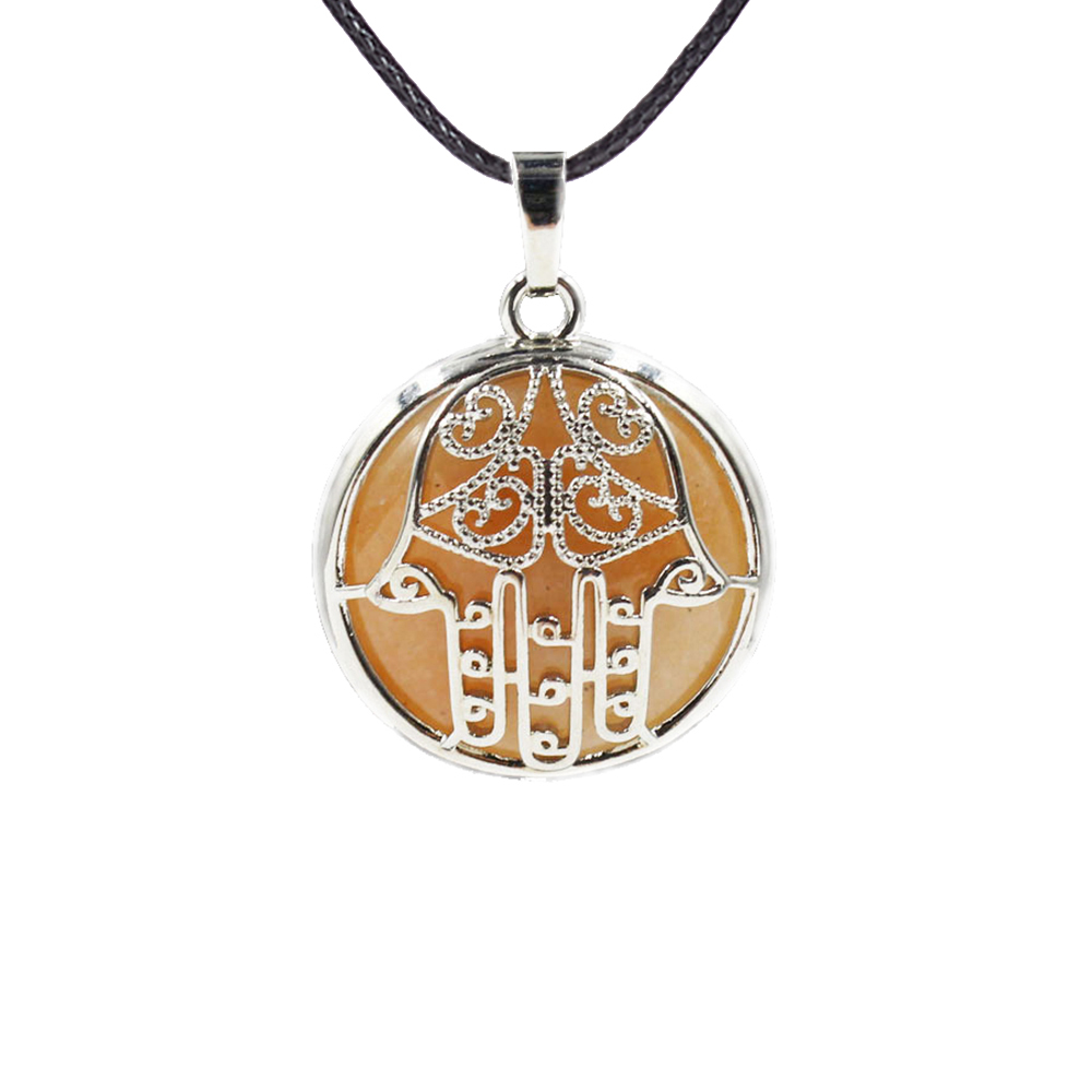 Buddha Palm Chakra Pendant Necklace Healing Crystal Pendant Necklace Reiki Spiritual Energy Gem