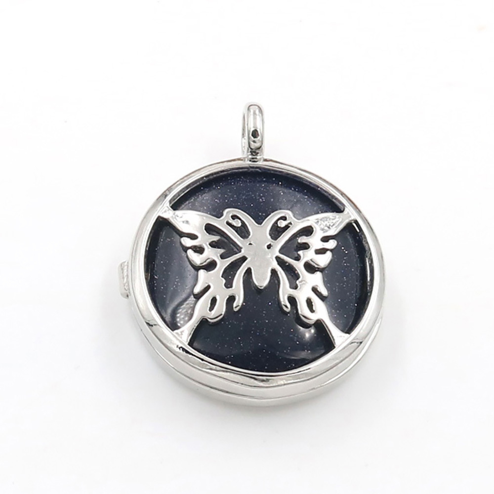 Hollow butterfly pendant box pendant healing crystal pendant necklace Reiki spirit energy gem