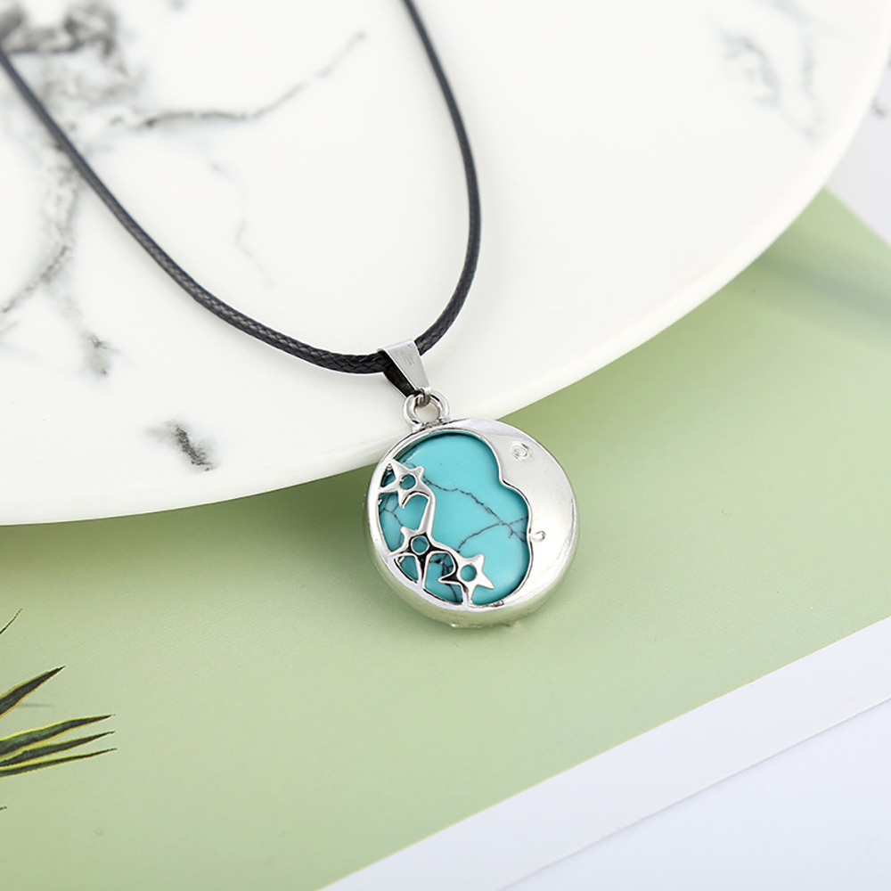 Starmoon Pendant Healing Crystal Pendant Necklace Natural Energy Gem Pendant Necklace