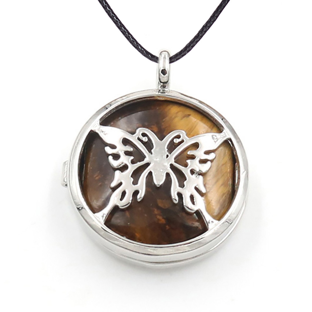 Hollow butterfly pendant box pendant healing crystal pendant necklace Reiki spirit energy gem