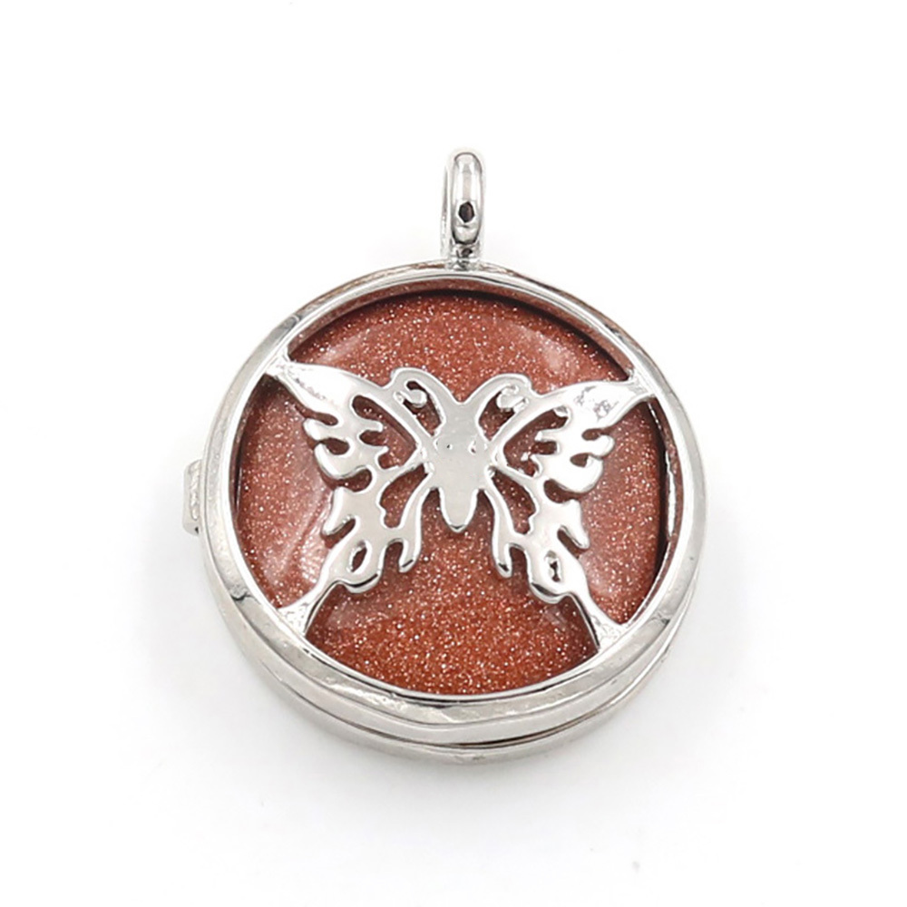 Hollow butterfly pendant box pendant healing crystal pendant necklace Reiki spirit energy gem