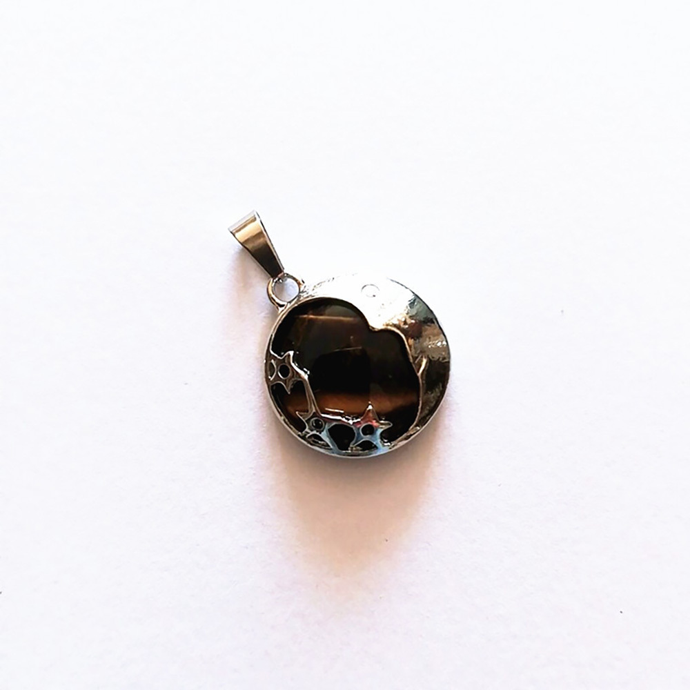 Starmoon Pendant Healing Crystal Pendant Necklace Natural Energy Gem Pendant Necklace