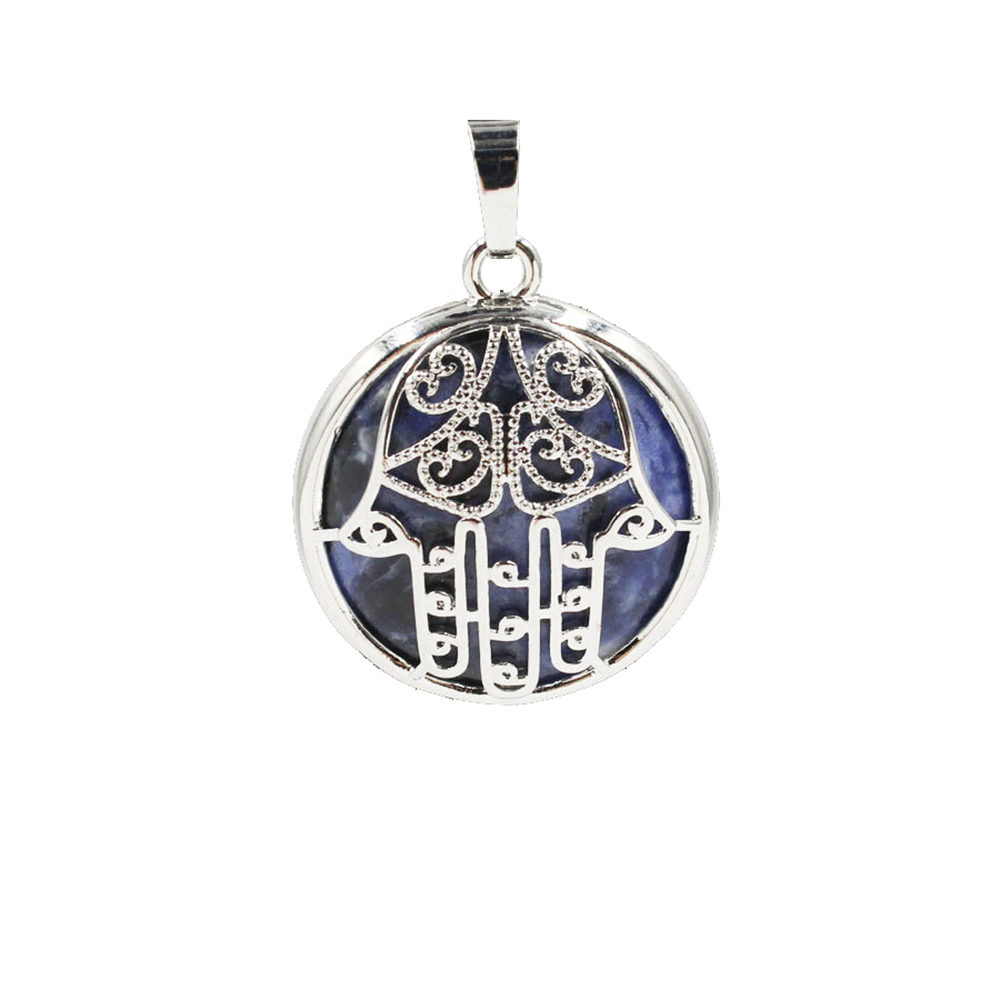 Buddha Palm Chakra Pendant Necklace Healing Crystal Pendant Necklace Reiki Spiritual Energy Gem