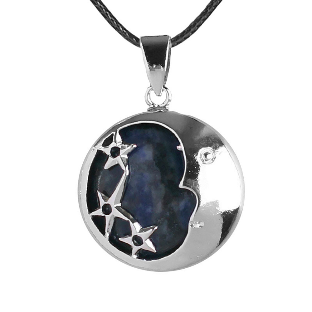 Starmoon Pendant Healing Crystal Pendant Necklace Natural Energy Gem Pendant Necklace