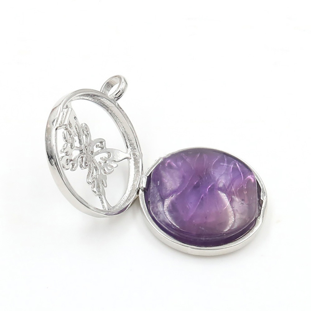 Hollow butterfly pendant box pendant healing crystal pendant necklace Reiki spirit energy gem