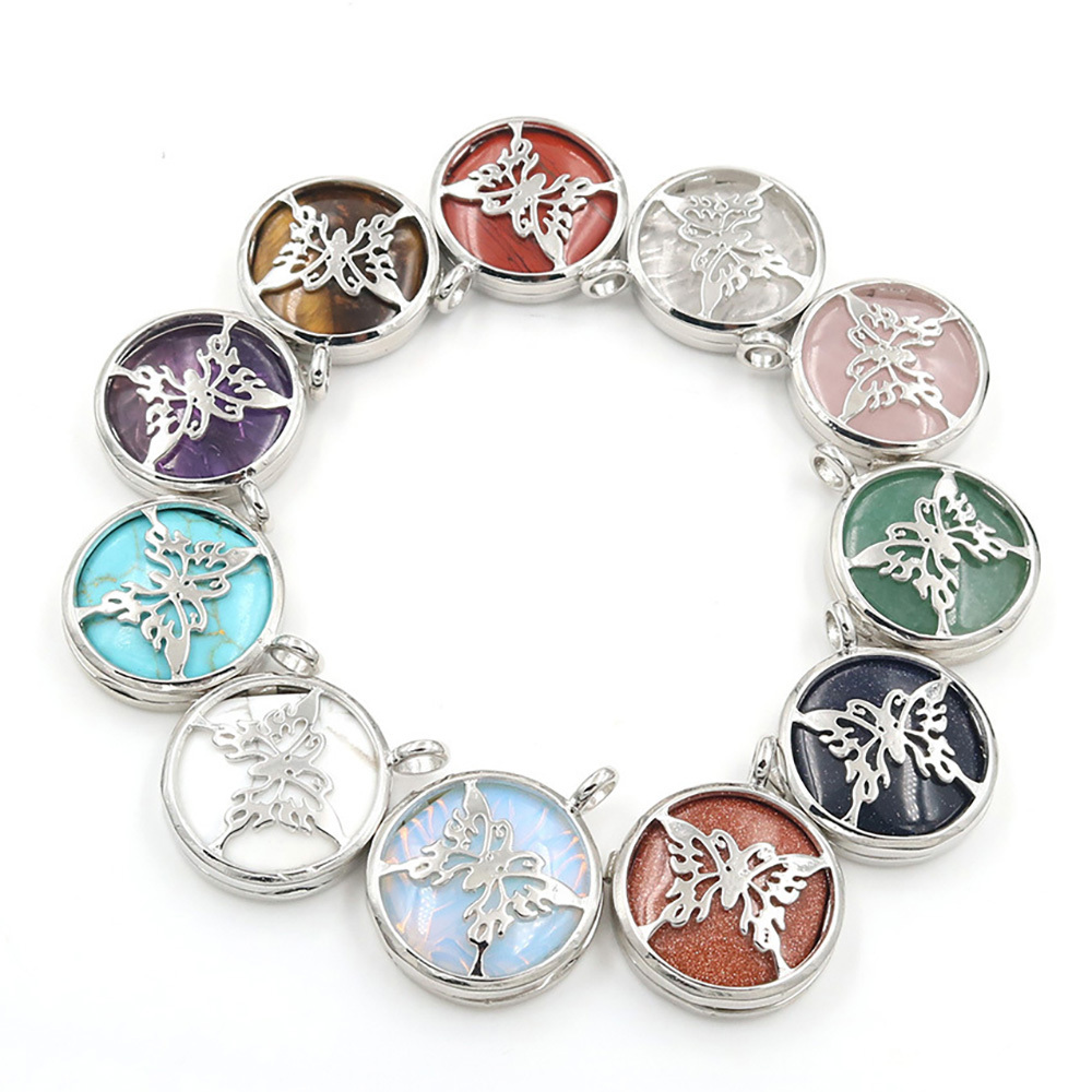 Hollow butterfly pendant box pendant healing crystal pendant necklace Reiki spirit energy gem