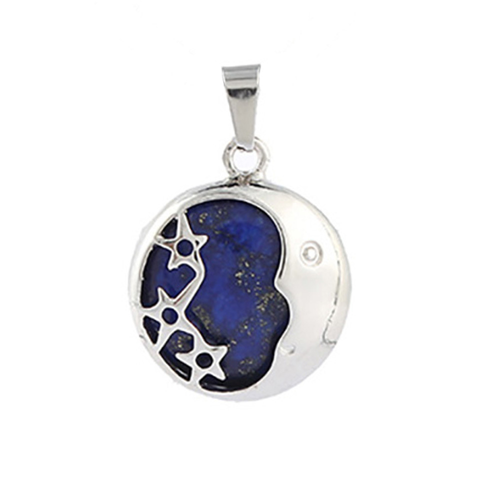 Starmoon Pendant Healing Crystal Pendant Necklace Natural Energy Gem Pendant Necklace