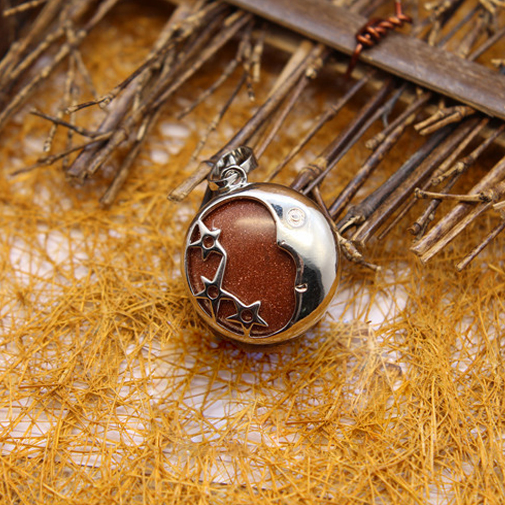 Starmoon Pendant Healing Crystal Pendant Necklace Natural Energy Gem Pendant Necklace