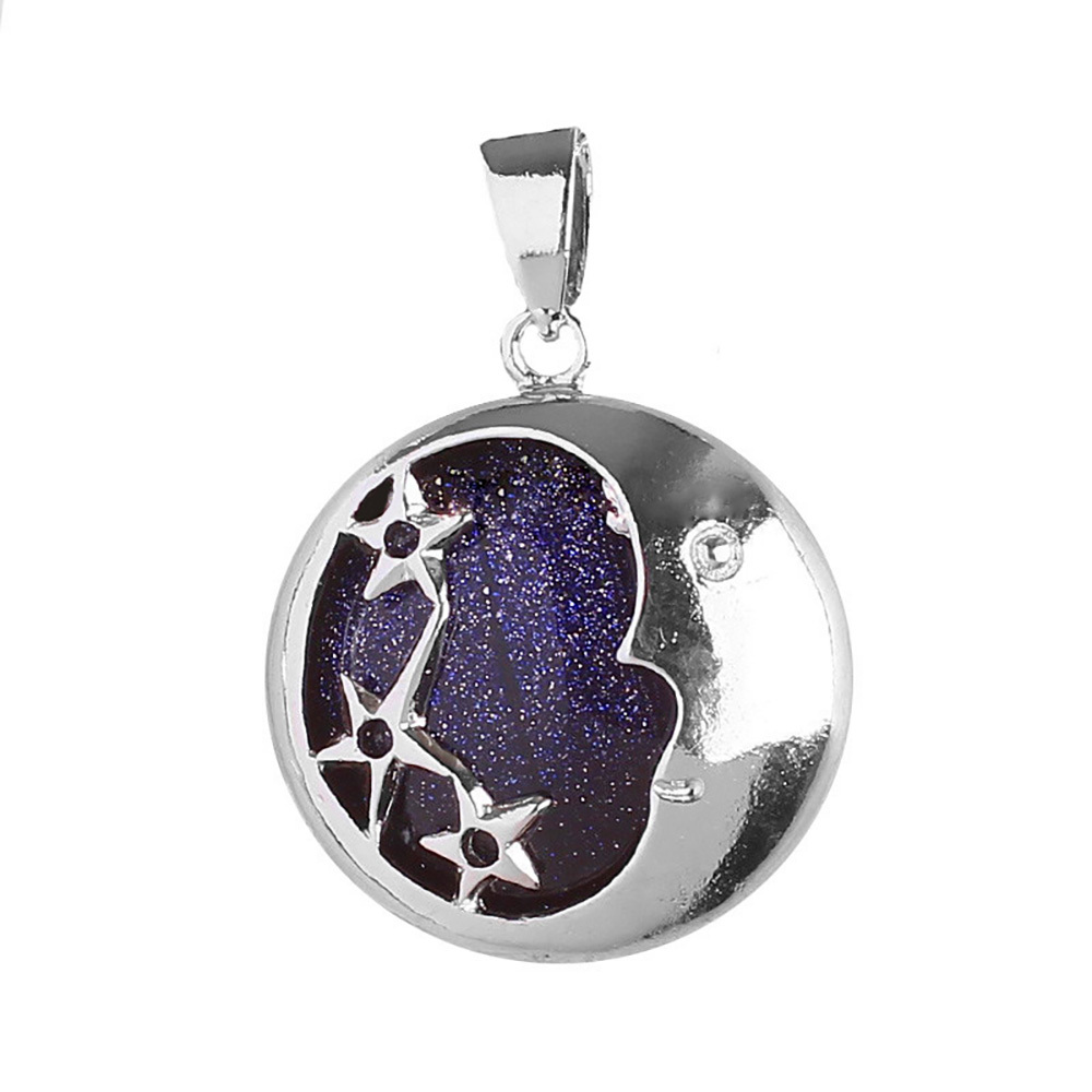 Starmoon Pendant Healing Crystal Pendant Necklace Natural Energy Gem Pendant Necklace