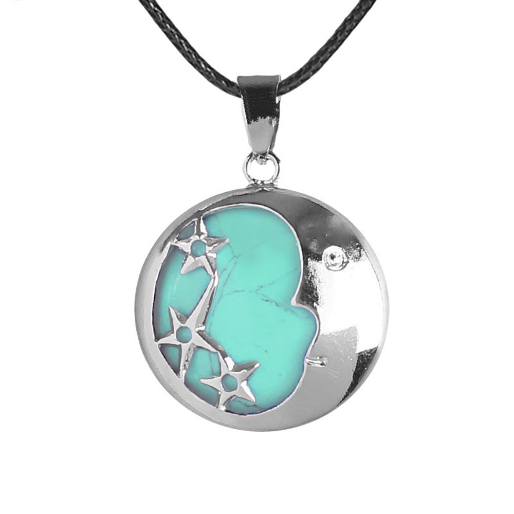 Starmoon Pendant Healing Crystal Pendant Necklace Natural Energy Gem Pendant Necklace