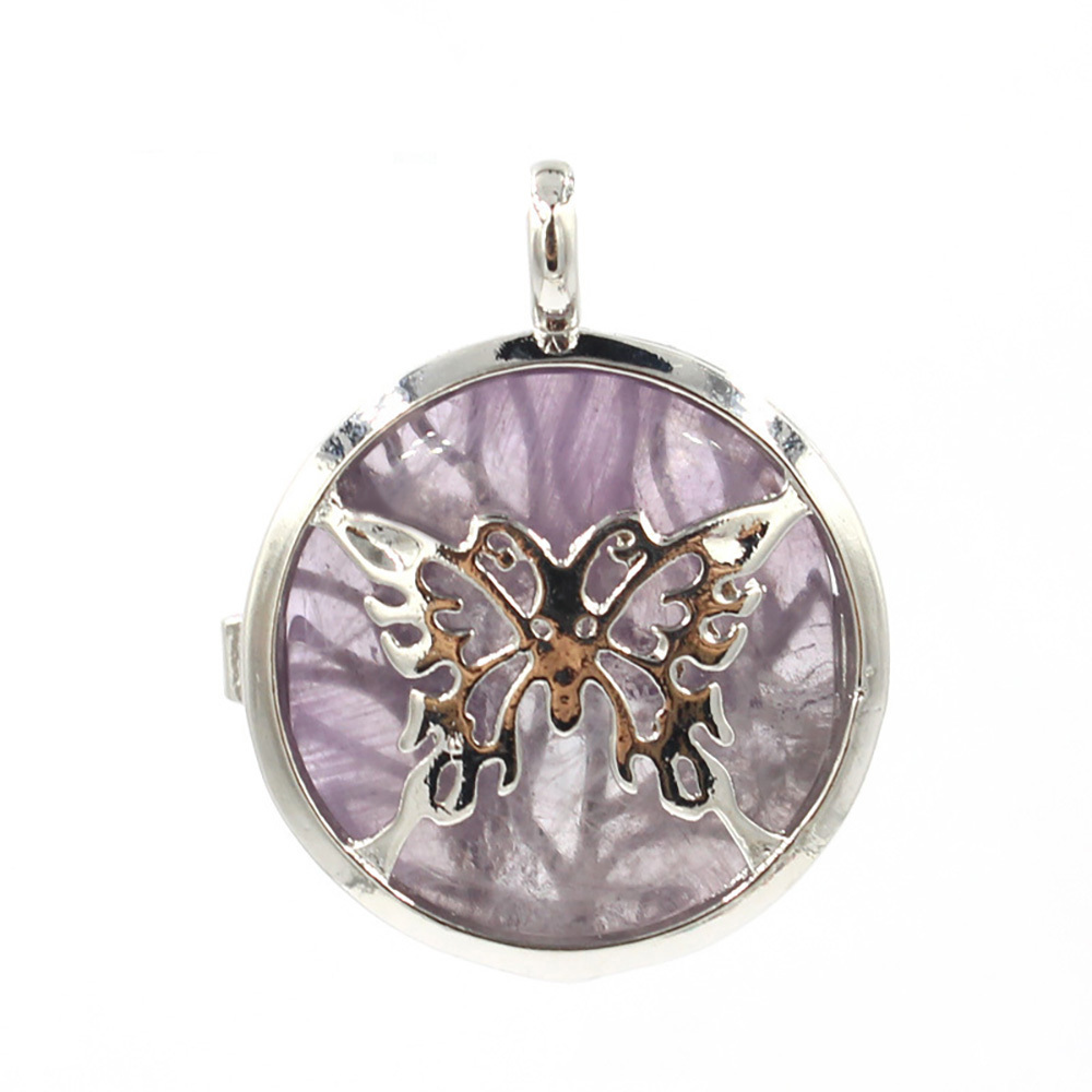 Hollow butterfly pendant box pendant healing crystal pendant necklace Reiki spirit energy gem