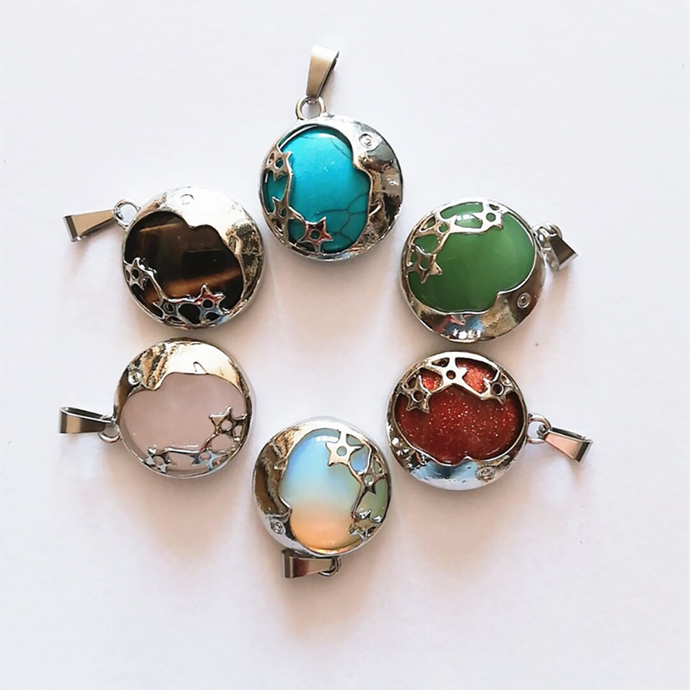 Starmoon Pendant Healing Crystal Pendant Necklace Natural Energy Gem Pendant Necklace