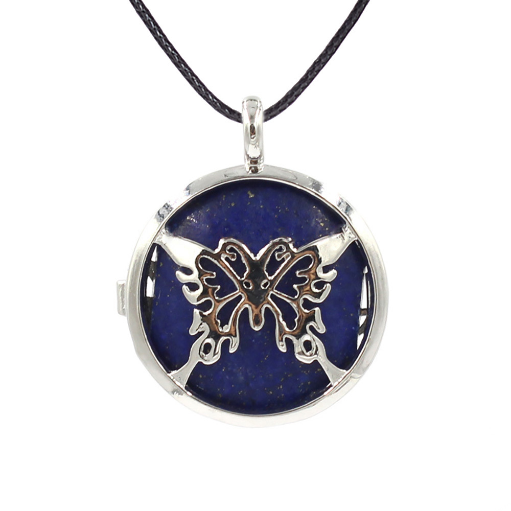 Hollow butterfly pendant box pendant healing crystal pendant necklace Reiki spirit energy gem