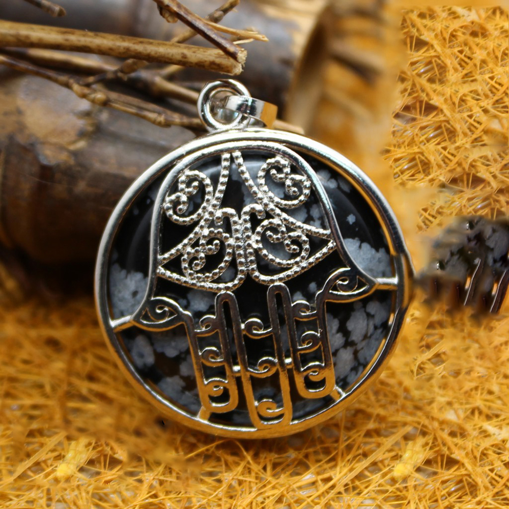 Buddha Palm Chakra Pendant Necklace Healing Crystal Pendant Necklace Reiki Spiritual Energy Gem