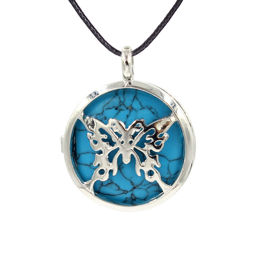 Hollow butterfly pendant box pendant healing crystal pendant necklace Reiki spirit energy gem