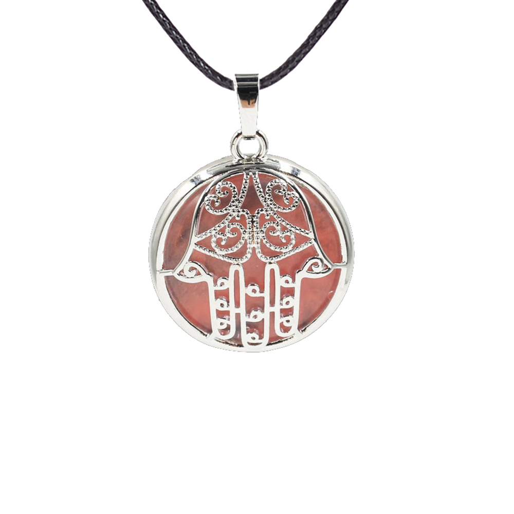 Buddha Palm Chakra Pendant Necklace Healing Crystal Pendant Necklace Reiki Spiritual Energy Gem