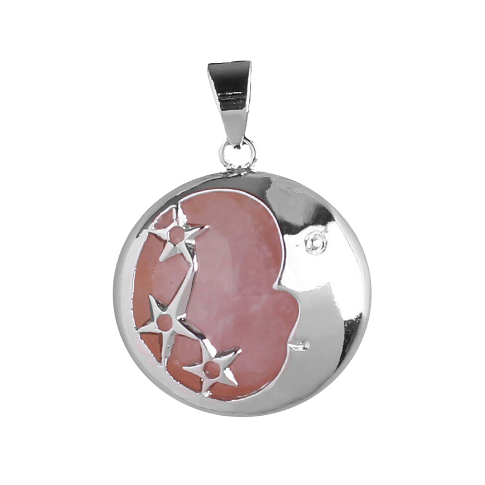 Starmoon Pendant Healing Crystal Pendant Necklace Natural Energy Gem Pendant Necklace