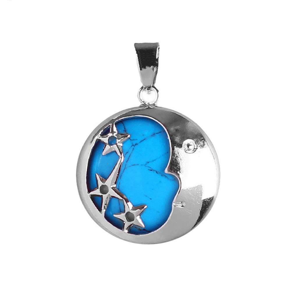 Starmoon Pendant Healing Crystal Pendant Necklace Natural Energy Gem Pendant Necklace
