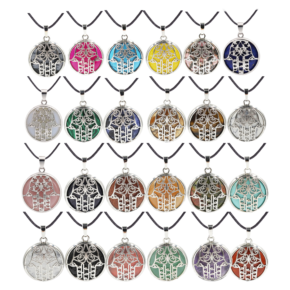 Buddha Palm Chakra Pendant Necklace Healing Crystal Pendant Necklace Reiki Spiritual Energy Gem