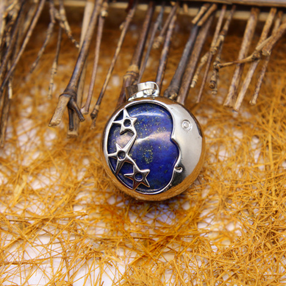 Starmoon Pendant Healing Crystal Pendant Necklace Natural Energy Gem Pendant Necklace