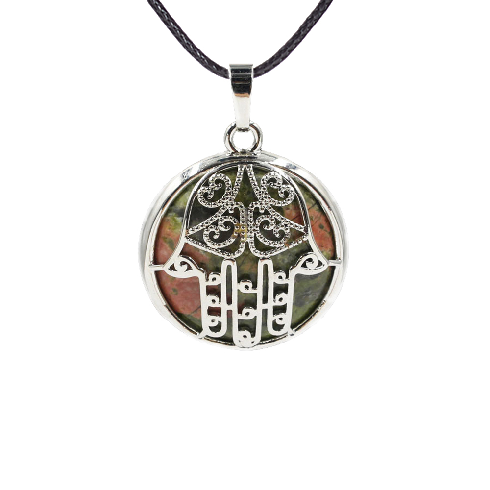 Buddha Palm Chakra Pendant Necklace Healing Crystal Pendant Necklace Reiki Spiritual Energy Gem