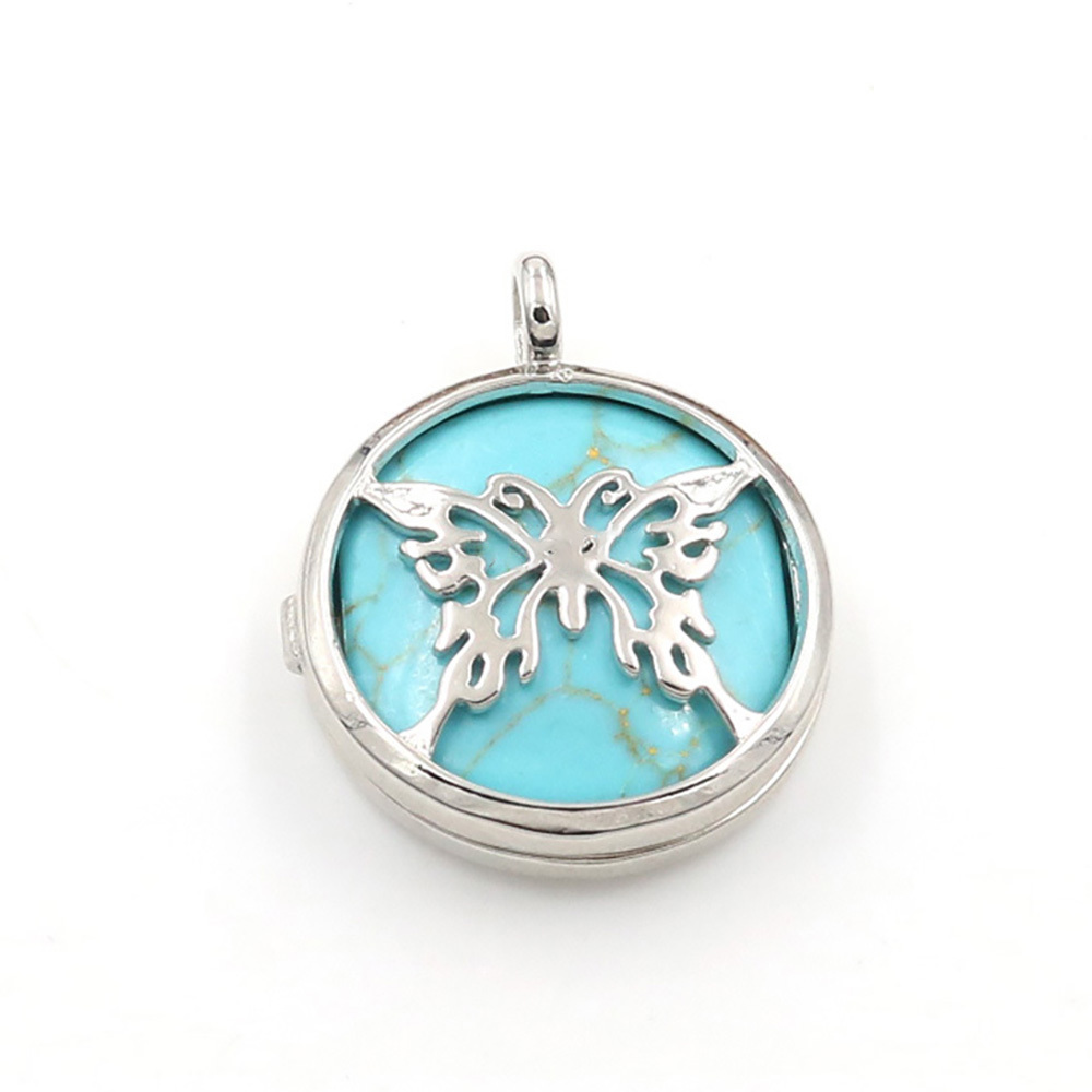 Hollow butterfly pendant box pendant healing crystal pendant necklace Reiki spirit energy gem
