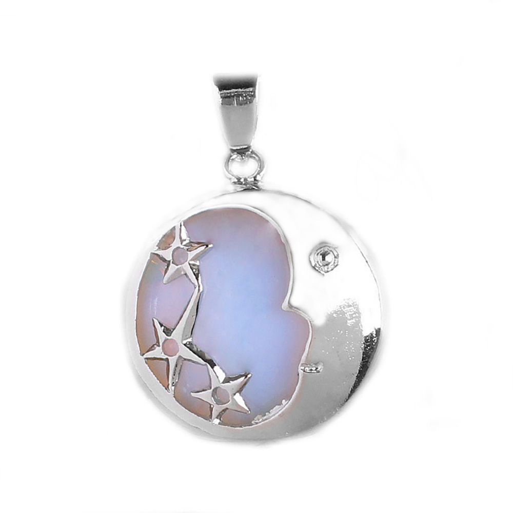 Starmoon Pendant Healing Crystal Pendant Necklace Natural Energy Gem Pendant Necklace